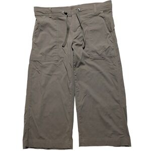 Lucy Flex Wide Leg Cropped Pants Hiking Utility Capri Women Medium Brown EUC